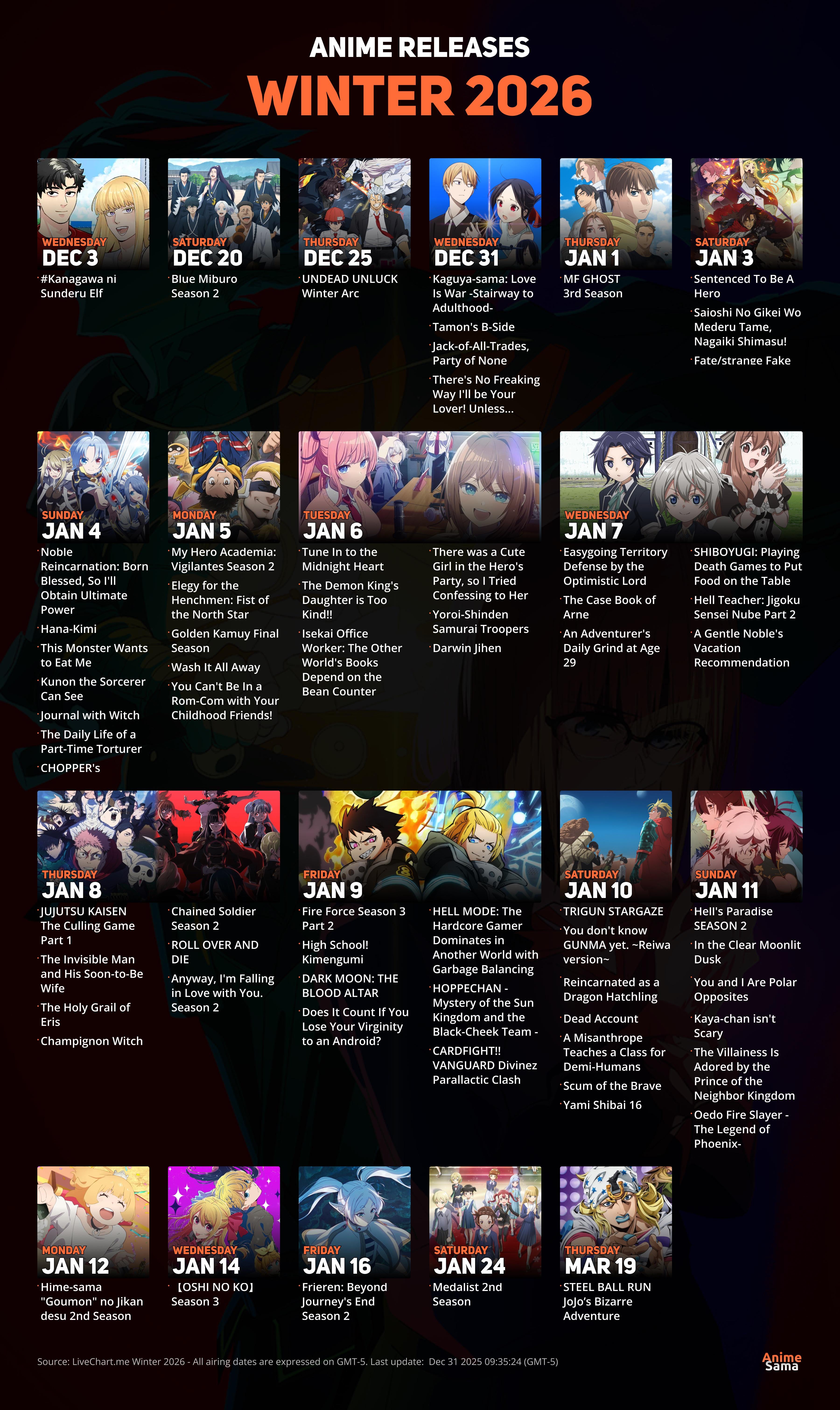 Winter 2026 release calendar